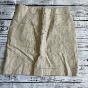 Ann Taylor LOFT Linen Skirt Safari Beige Tan Knee Length Lined Size O NWT